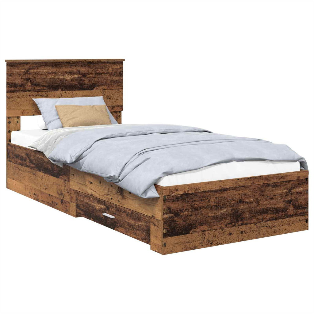 vidaXL Ramka łóżka Stare drewno 90 x 190 cm Materiał drewnopochodny