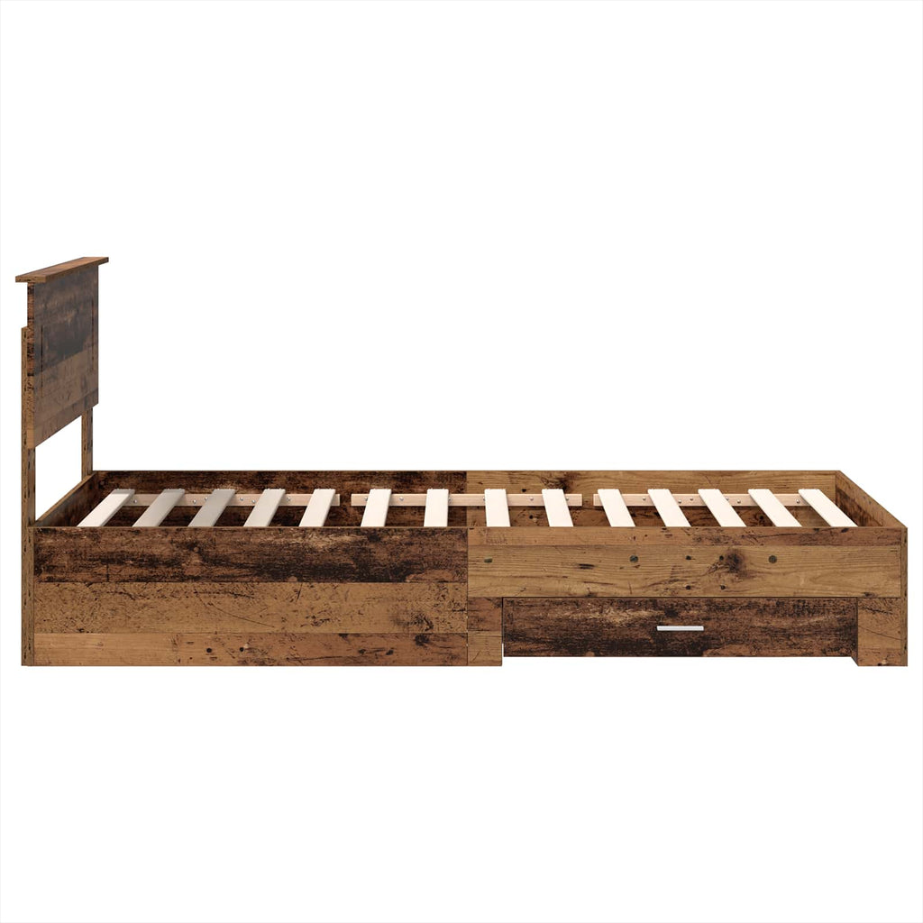 vidaXL Ramka łóżka Stare drewno 90 x 200 cm Materiał drewnopochodny