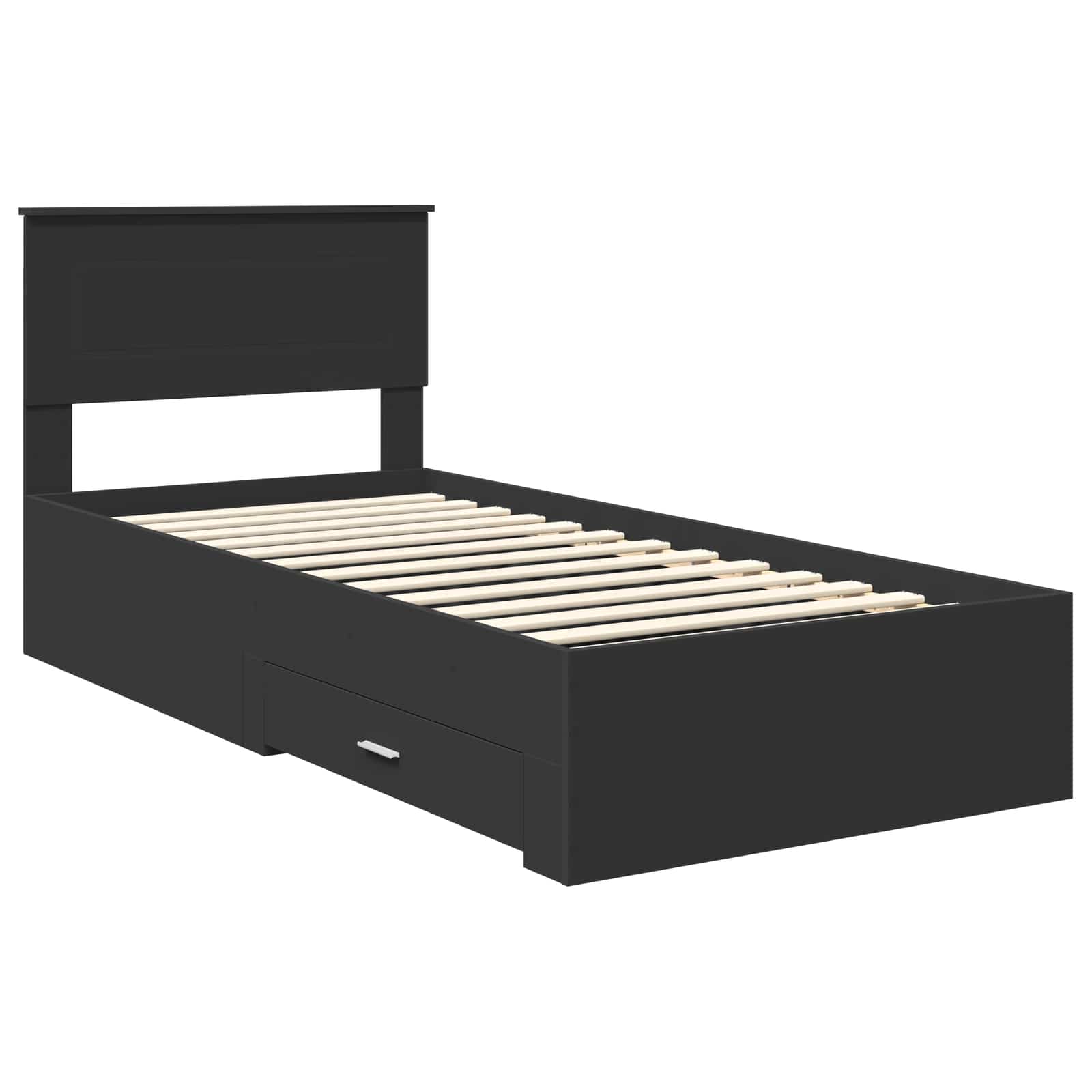 vidaXL Ramka łóżka Z zagłówkiem Czarny i Srebrny 75 x 190 cm