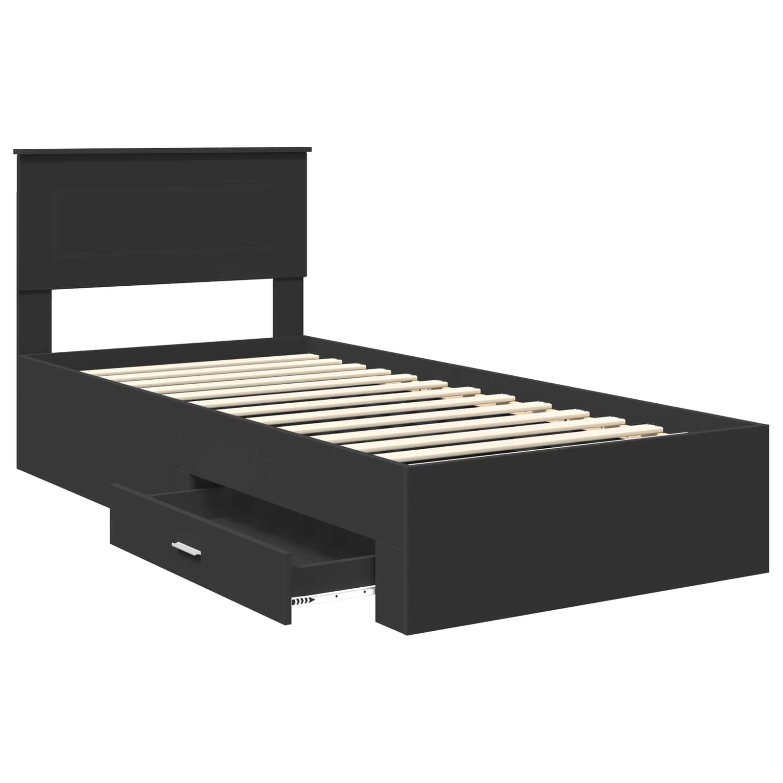vidaXL Ramka łóżka Z zagłówkiem Czarny i Srebrny 75 x 190 cm
