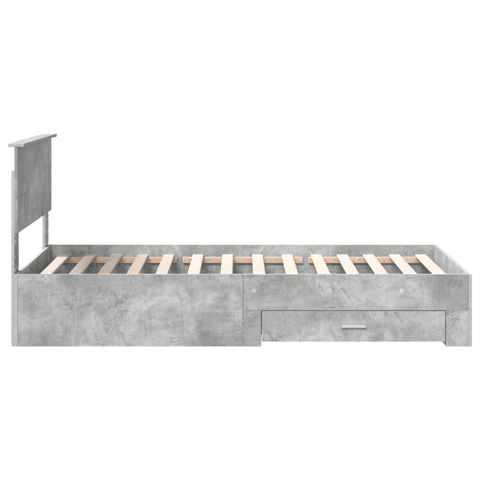 vidaXL Ramka łóżka Z zagłówkiem Betonowy szary i srebro 75 x 190 cm