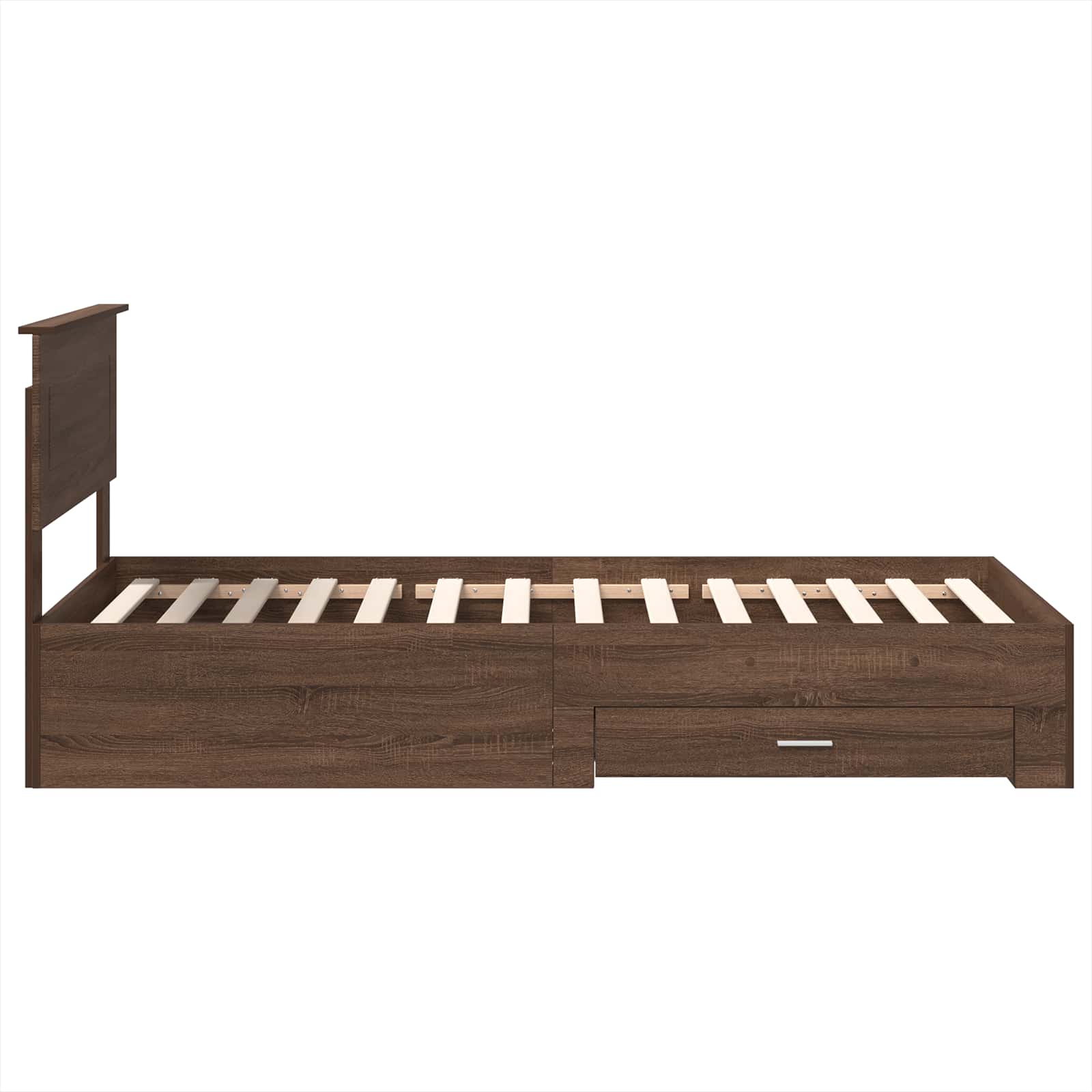 vidaXL Ramka łóżka Z zagłówkiem Brązowy dąb i srebro 75 x 190 cm