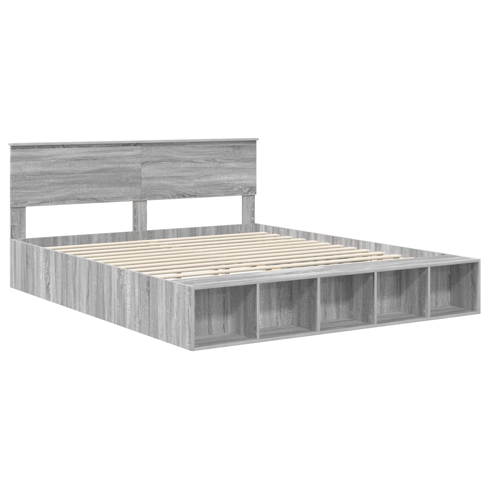 vidaXL Ramka łóżka Szary Sonoma 200 x 200 cm Materiał drewnopochodny