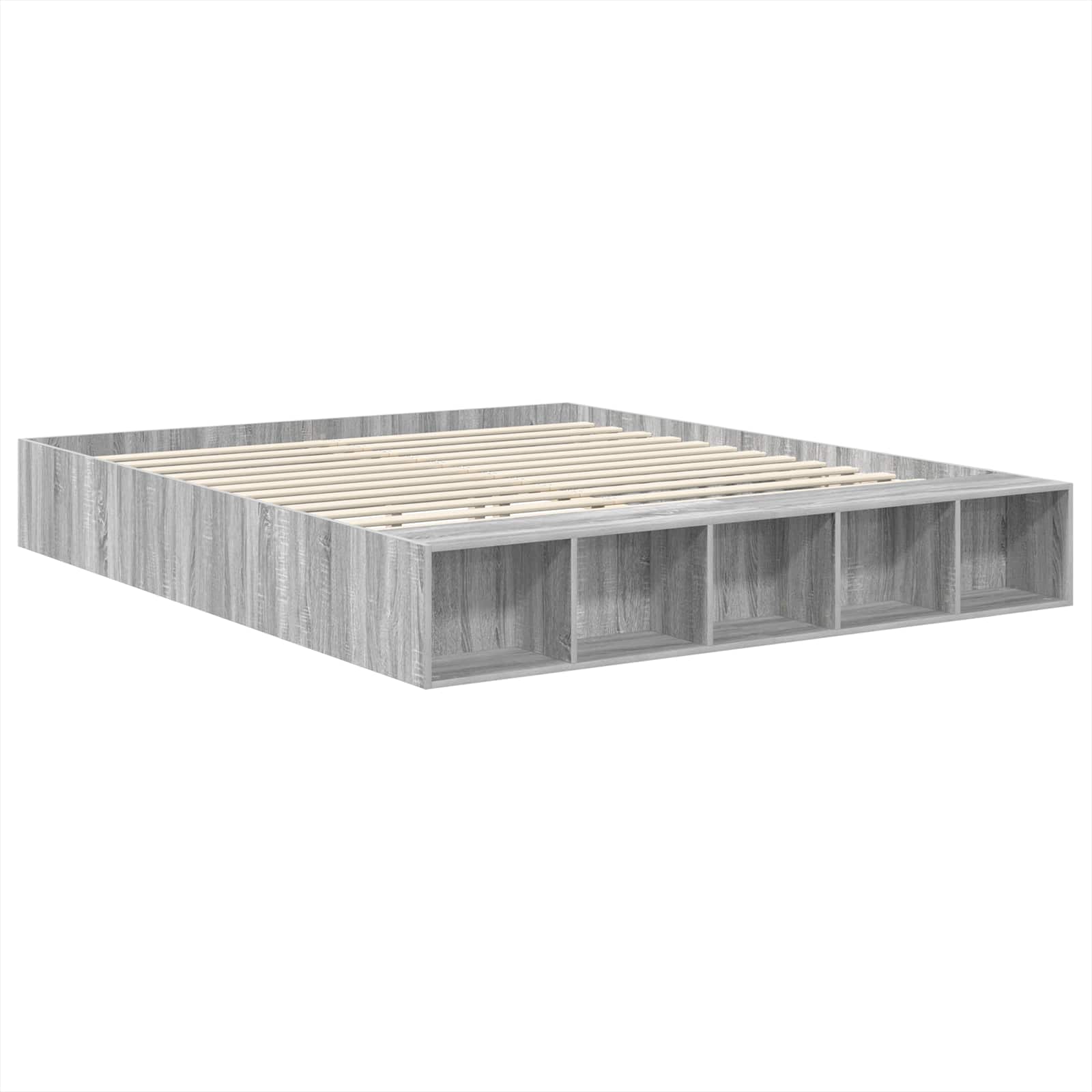vidaXL Ramka łóżka Szary Sonoma 200 x 200 cm Materiał drewnopochodny