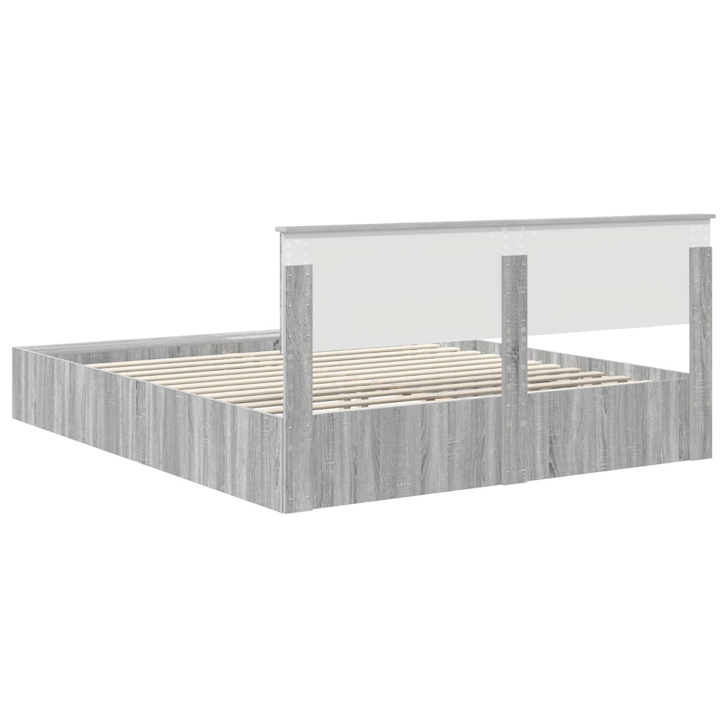 vidaXL Ramka łóżka Szary Sonoma 200 x 200 cm Materiał drewnopochodny