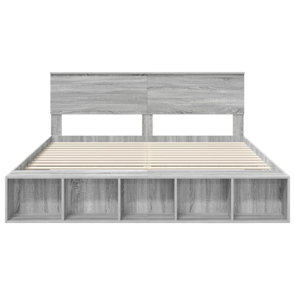 vidaXL Ramka łóżka Szary Sonoma 200 x 200 cm Materiał drewnopochodny