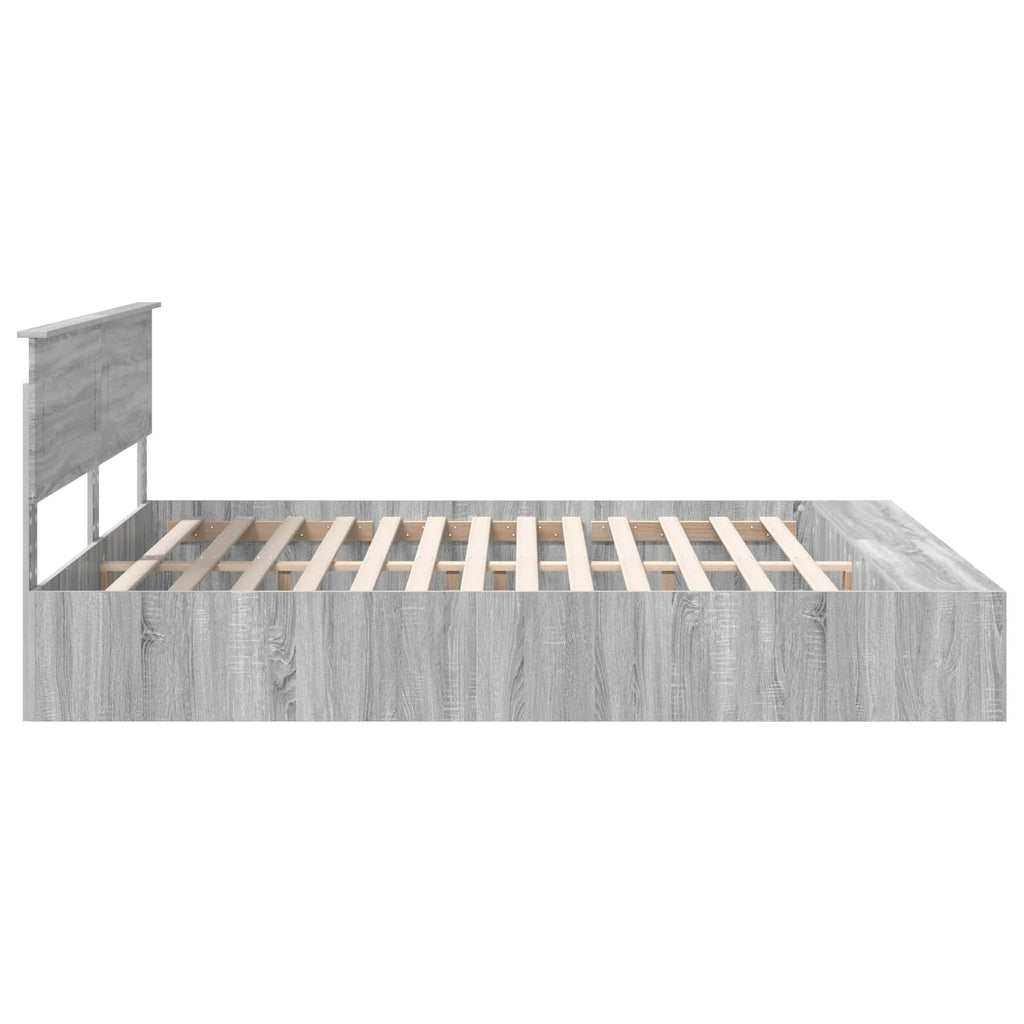 vidaXL Ramka łóżka Szary Sonoma 200 x 200 cm Materiał drewnopochodny