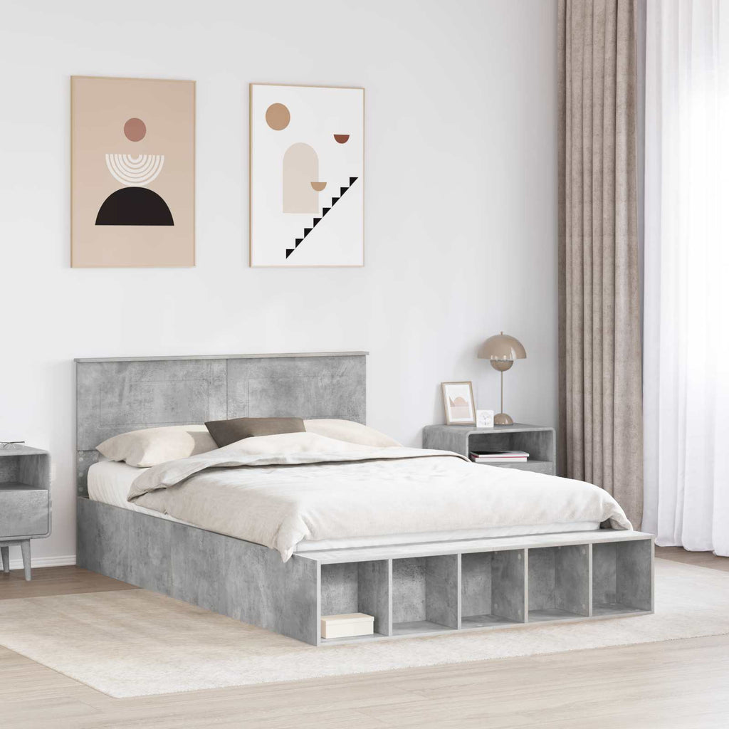 vidaXL Ramka łóżka Betonowy szary 160 x 200 cm Materiał drewnopochodny