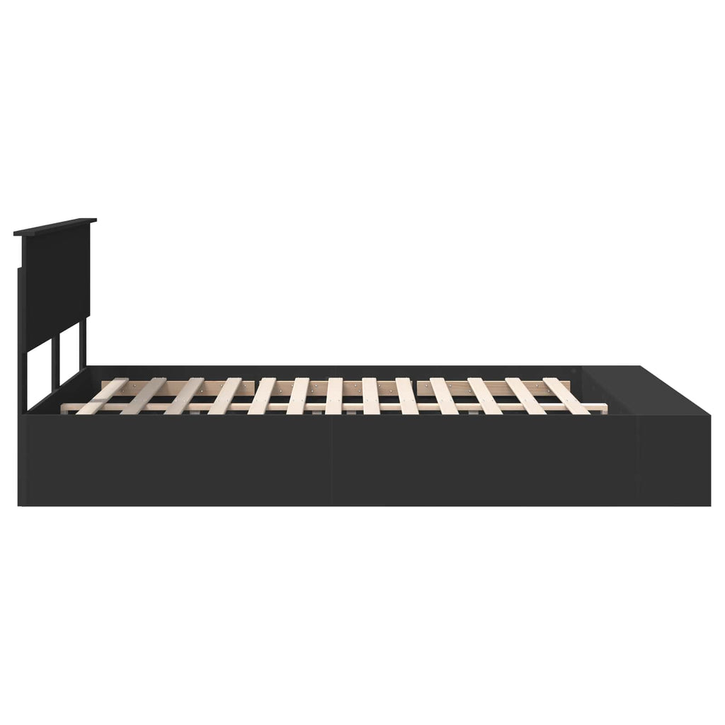 vidaXL Ramka łóżka z półką Czarny 150 x 200 cm Materiał drewnopochodny