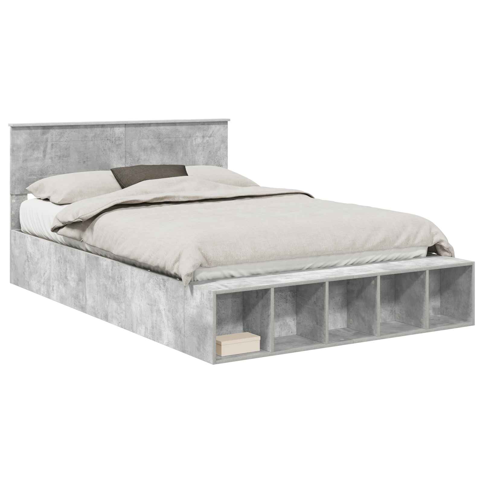 vidaXL Ramka łóżka Betonowy szary 150 x 200 cm Materiał drewnopochodny