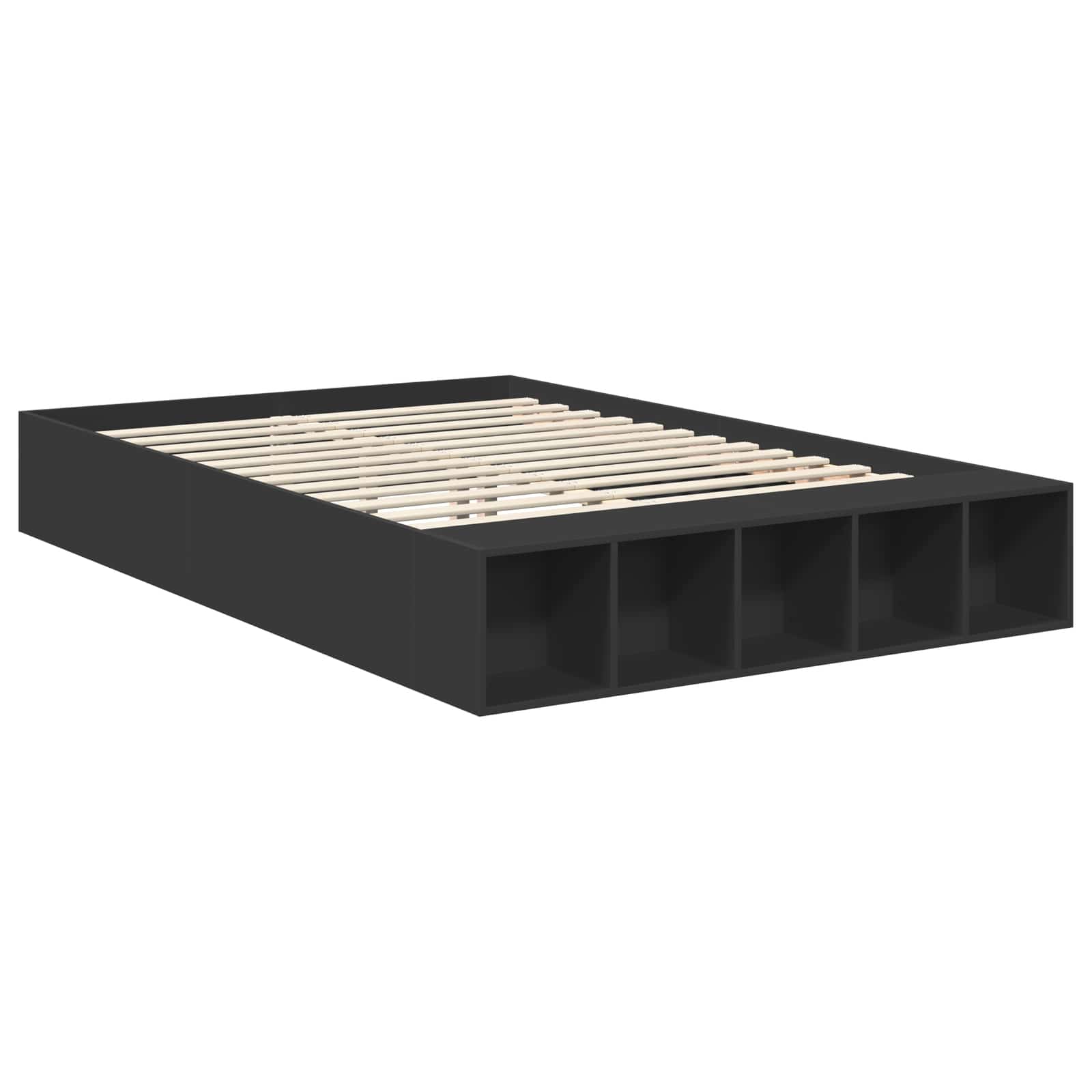 vidaXL Ramka łóżka z półką Czarny 140 x 200 cm Materiał drewnopochodny