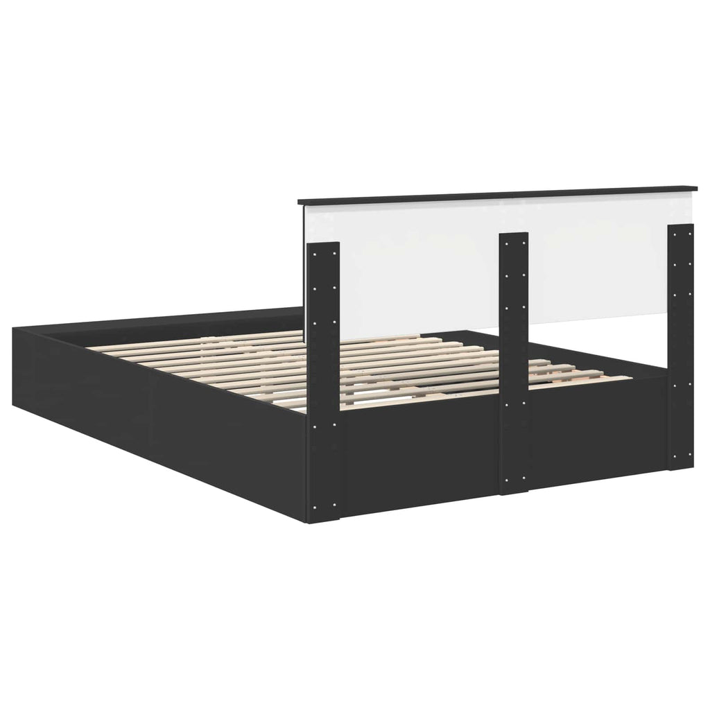 vidaXL Ramka łóżka z półką Czarny 140 x 200 cm Materiał drewnopochodny