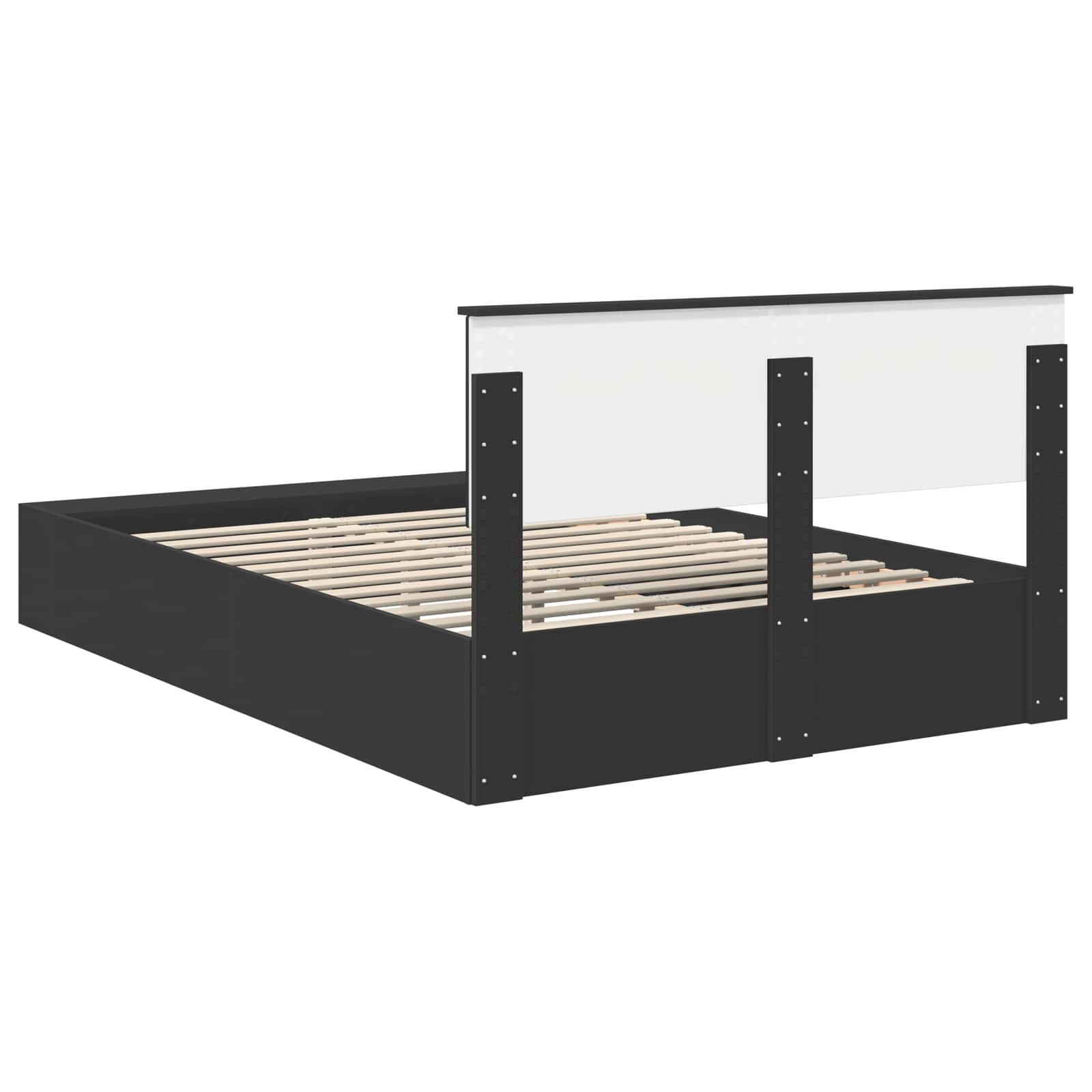 vidaXL Ramka łóżka z półką Czarny 140 x 200 cm Materiał drewnopochodny