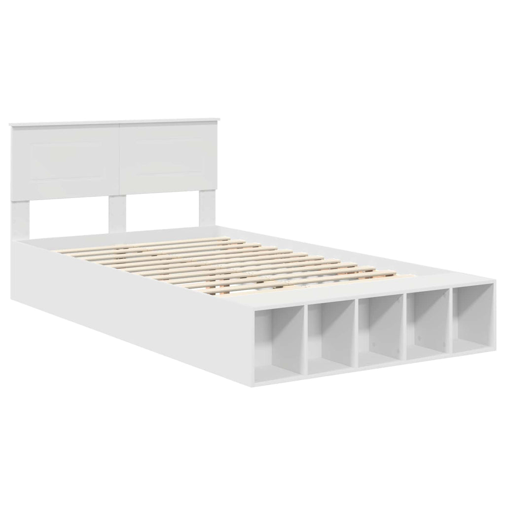 vidaXL Ramka łóżka z półką Biały 135 x 190 cm Materiał drewnopochodny
