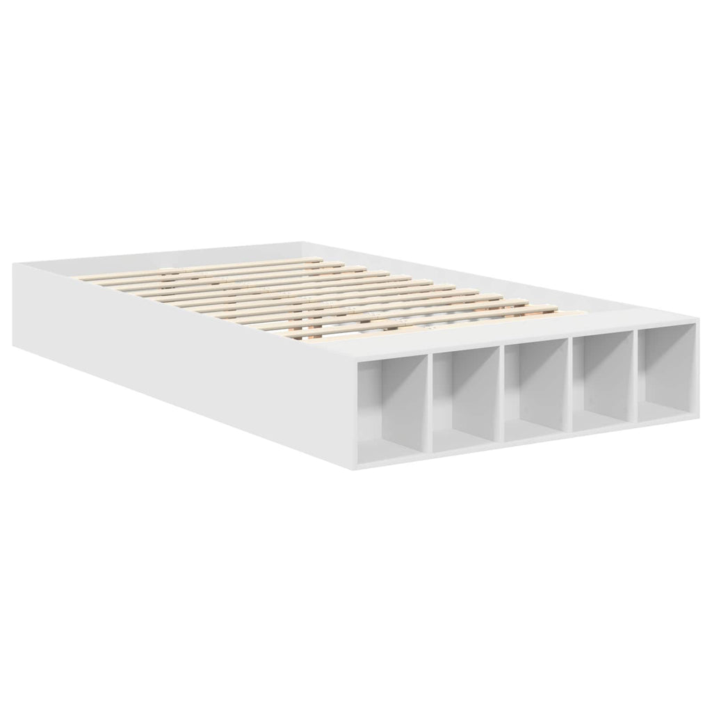 vidaXL Ramka łóżka z półką Biały 135 x 190 cm Materiał drewnopochodny