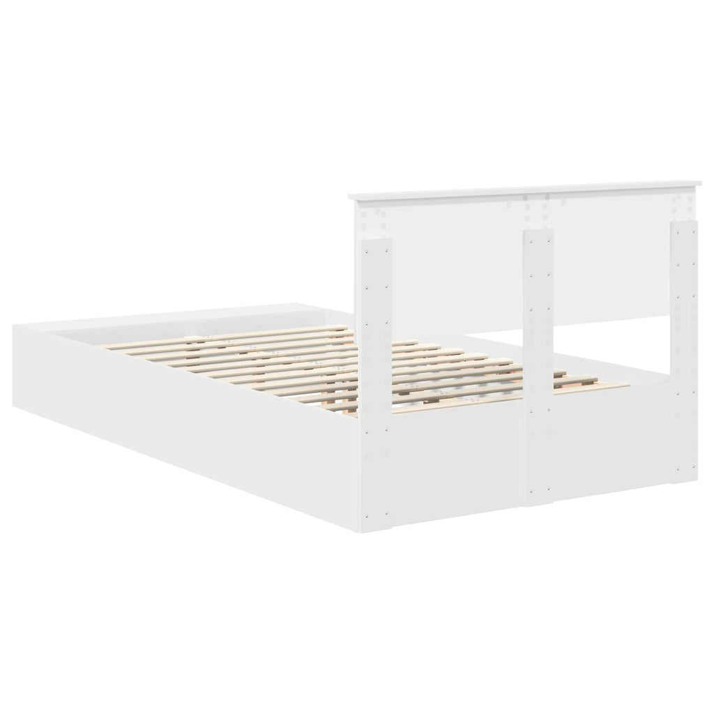 vidaXL Ramka łóżka z półką Biały 135 x 190 cm Materiał drewnopochodny