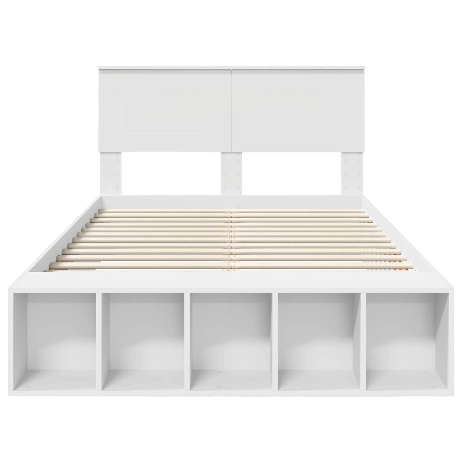 vidaXL Ramka łóżka z półką Biały 135 x 190 cm Materiał drewnopochodny