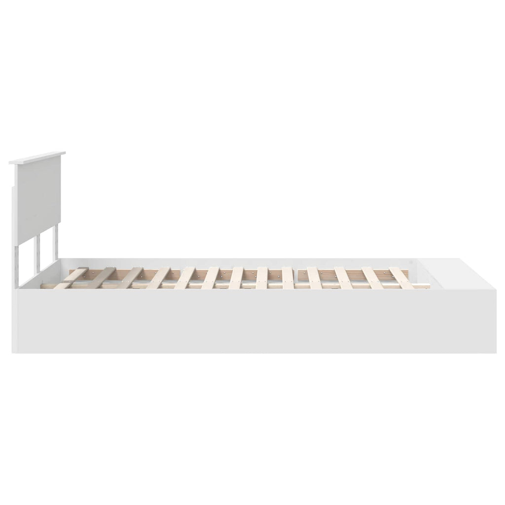 vidaXL Ramka łóżka z półką Biały 135 x 190 cm Materiał drewnopochodny