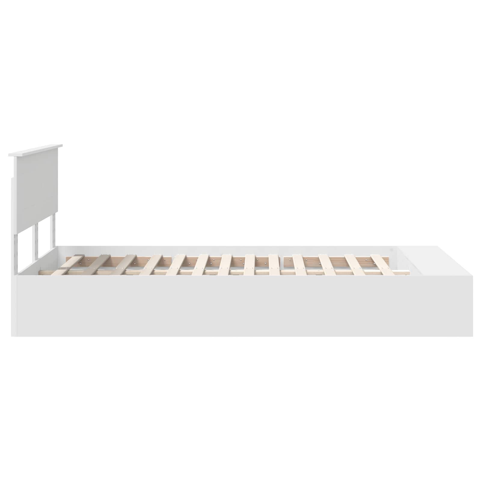 vidaXL Ramka łóżka z półką Biały 135 x 190 cm Materiał drewnopochodny