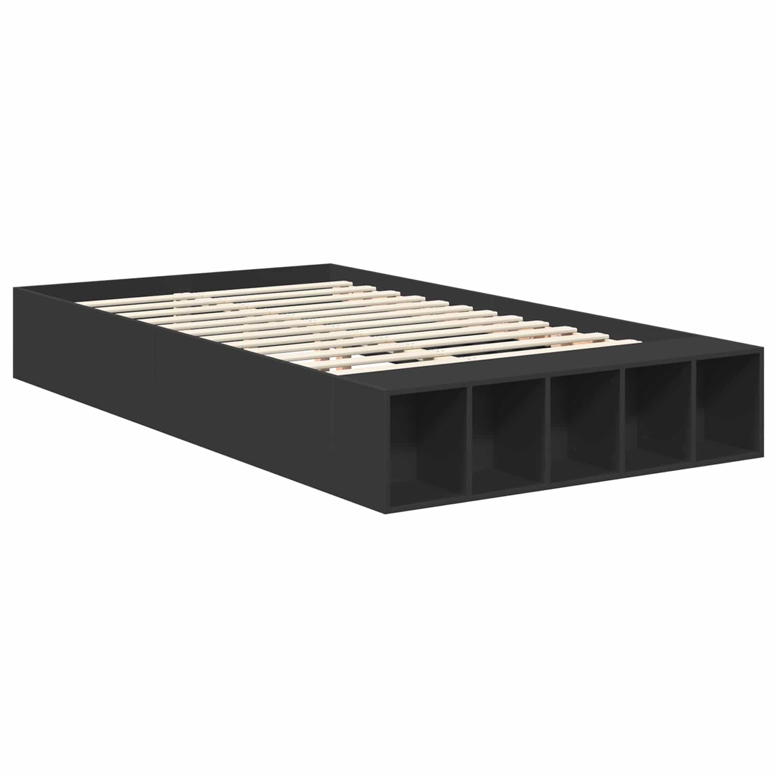 vidaXL Ramka łóżka z półką Czarny 135 x 190 cm Materiał drewnopochodny