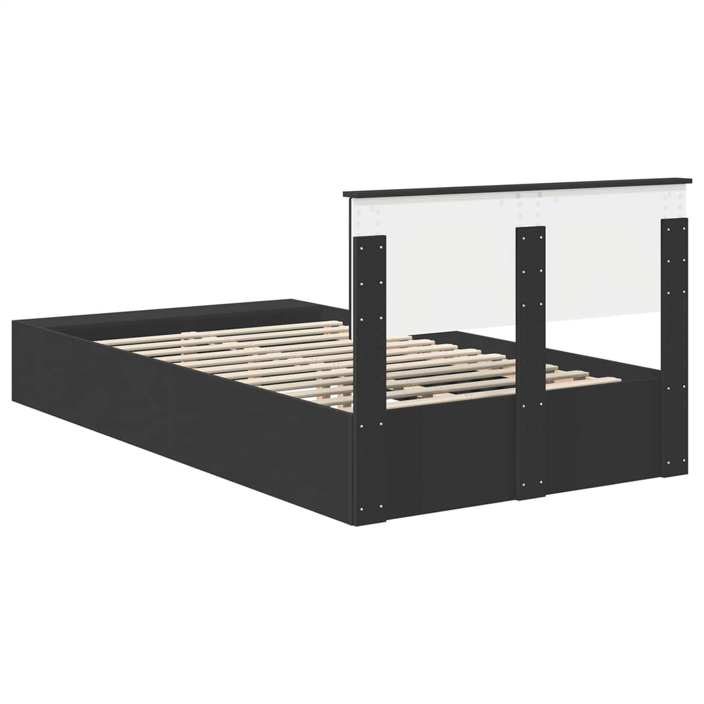 vidaXL Ramka łóżka z półką Czarny 135 x 190 cm Materiał drewnopochodny