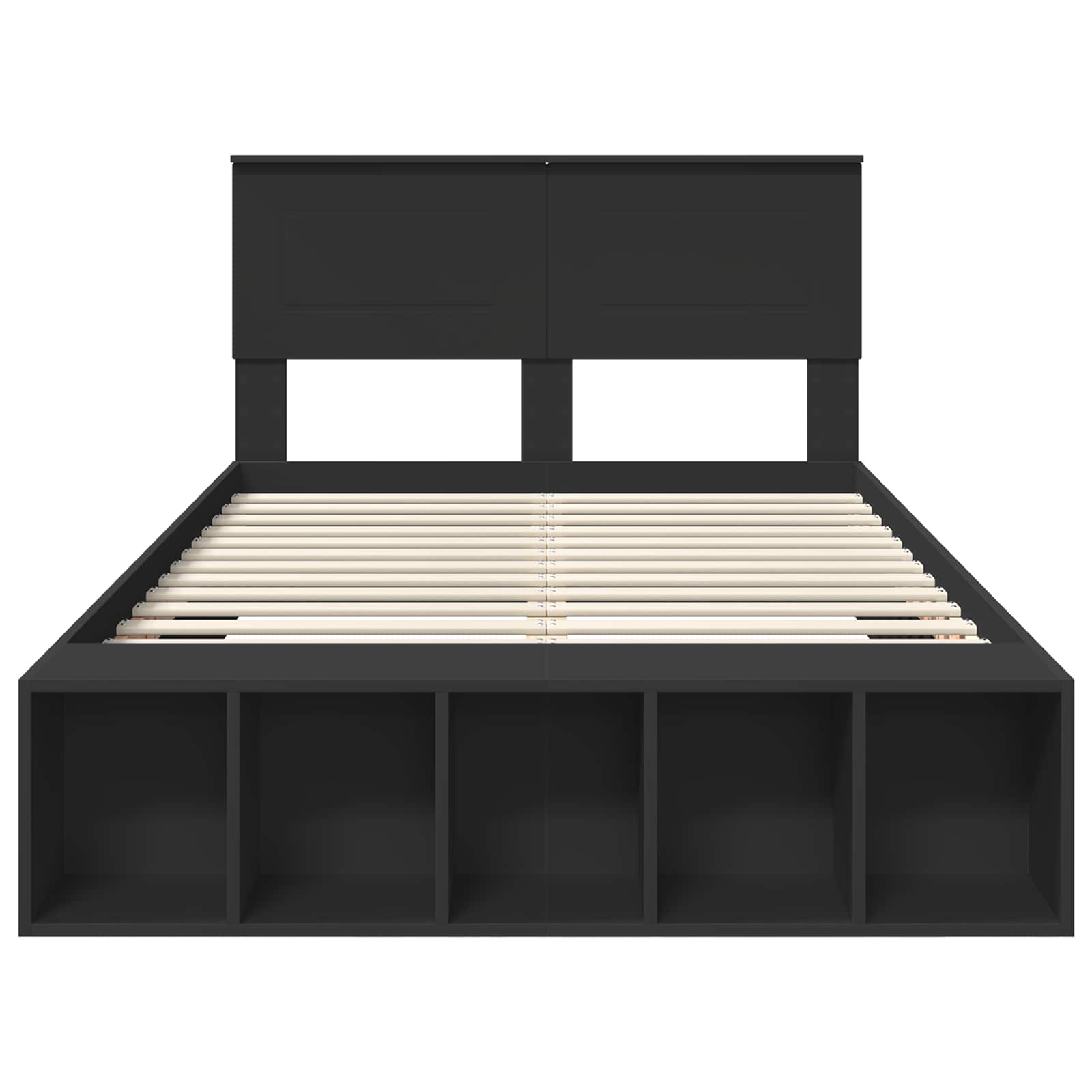vidaXL Ramka łóżka z półką Czarny 135 x 190 cm Materiał drewnopochodny