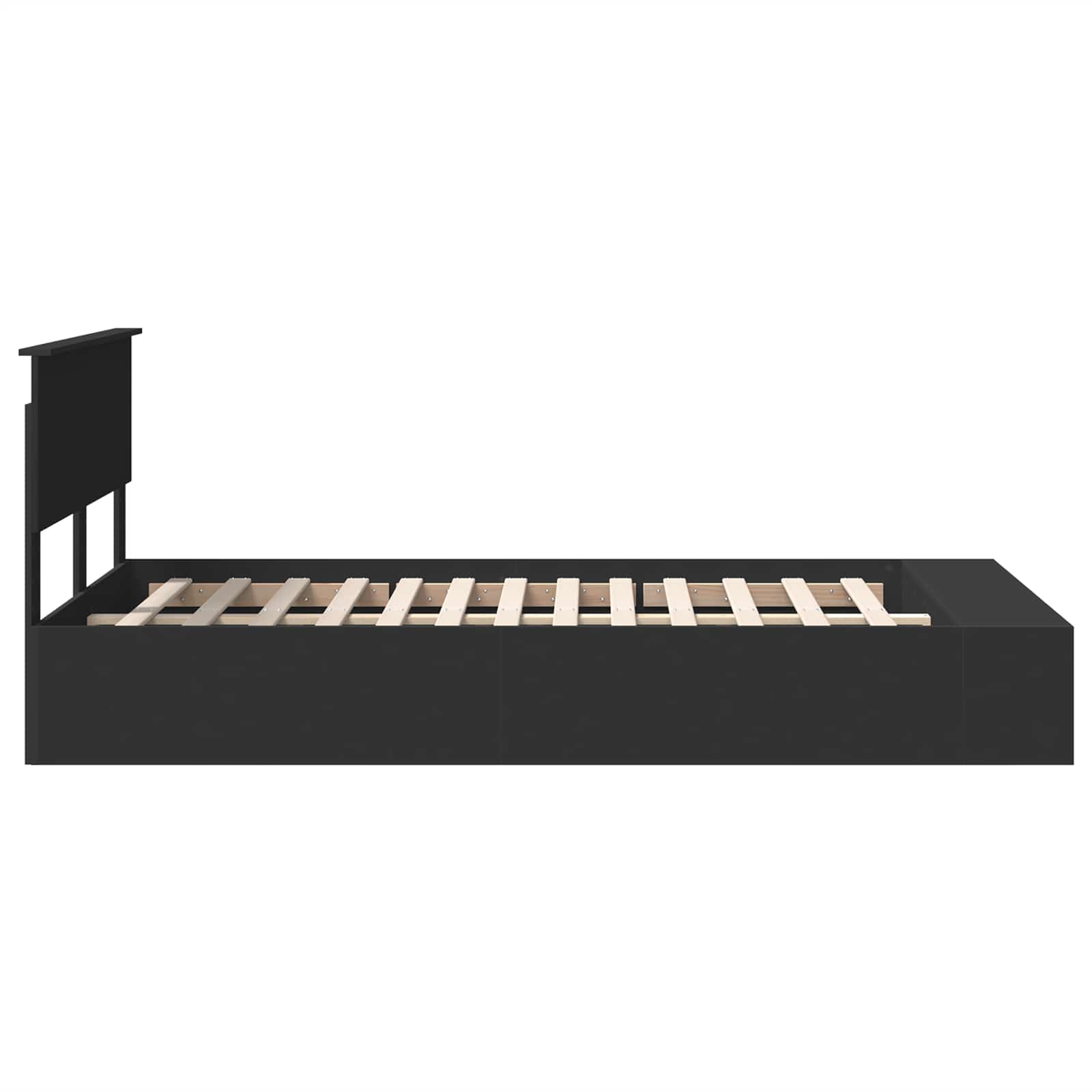 vidaXL Ramka łóżka z półką Czarny 135 x 190 cm Materiał drewnopochodny