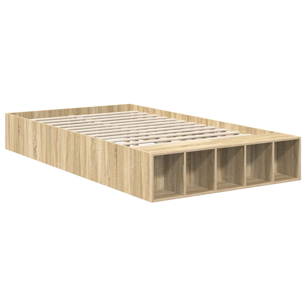 vidaXL Ramka łóżka Dąb Sonoma 135 x 190 cm Materiał drewnopochodny