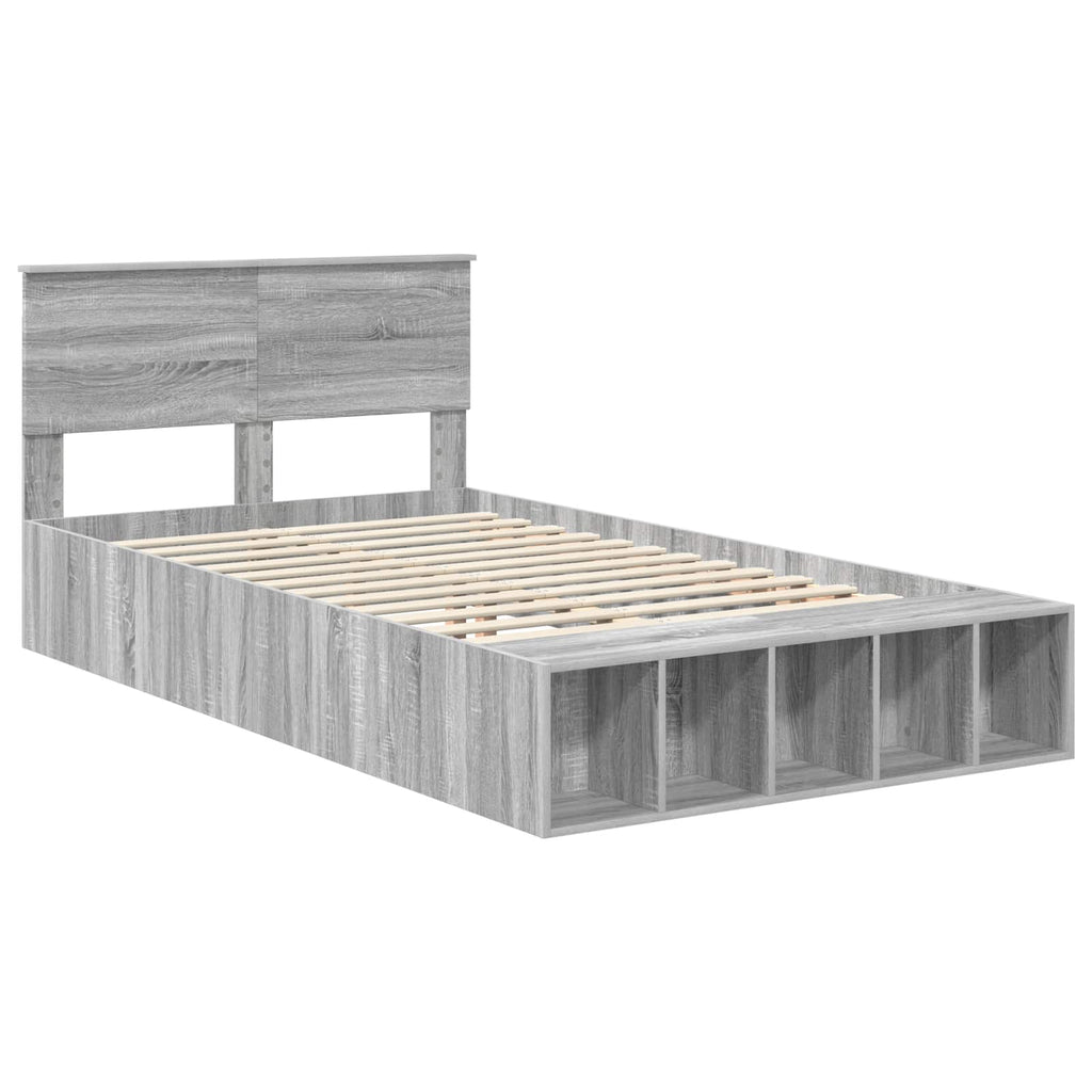 vidaXL Ramka łóżka Szary Sonoma 135 x 190 cm Materiał drewnopochodny