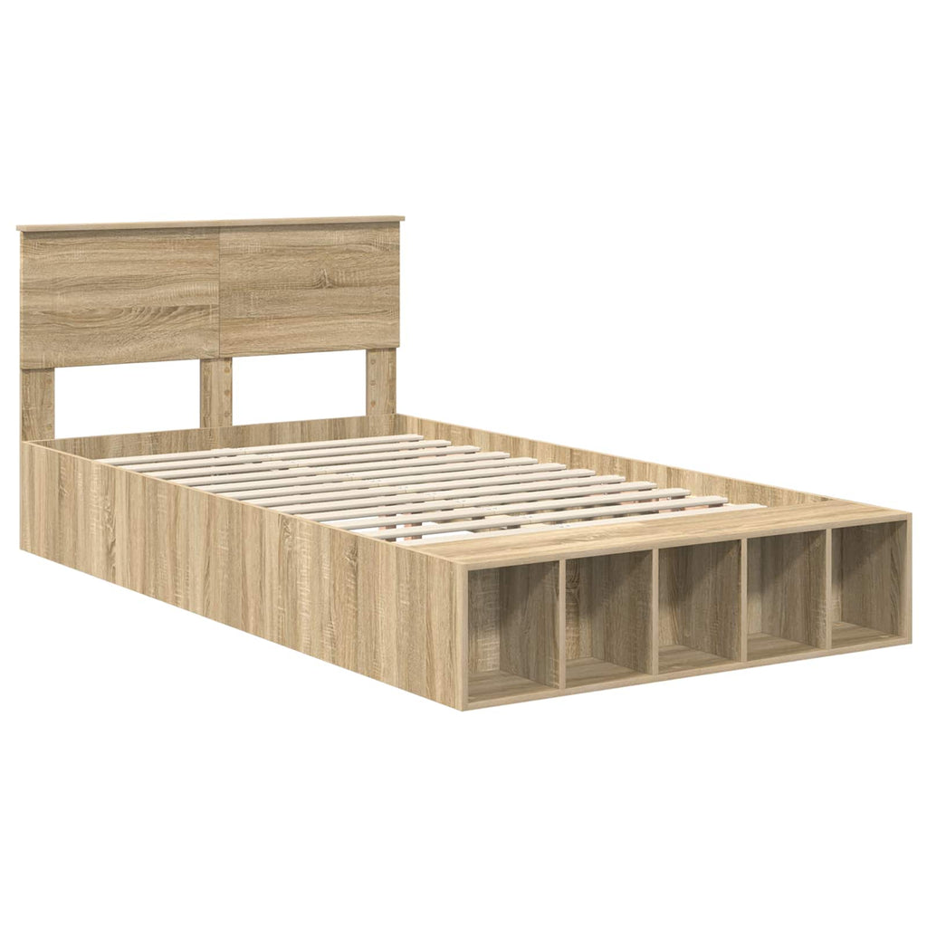 vidaXL Ramka łóżka Dąb Sonoma 120 x 190 cm Materiał drewnopochodny