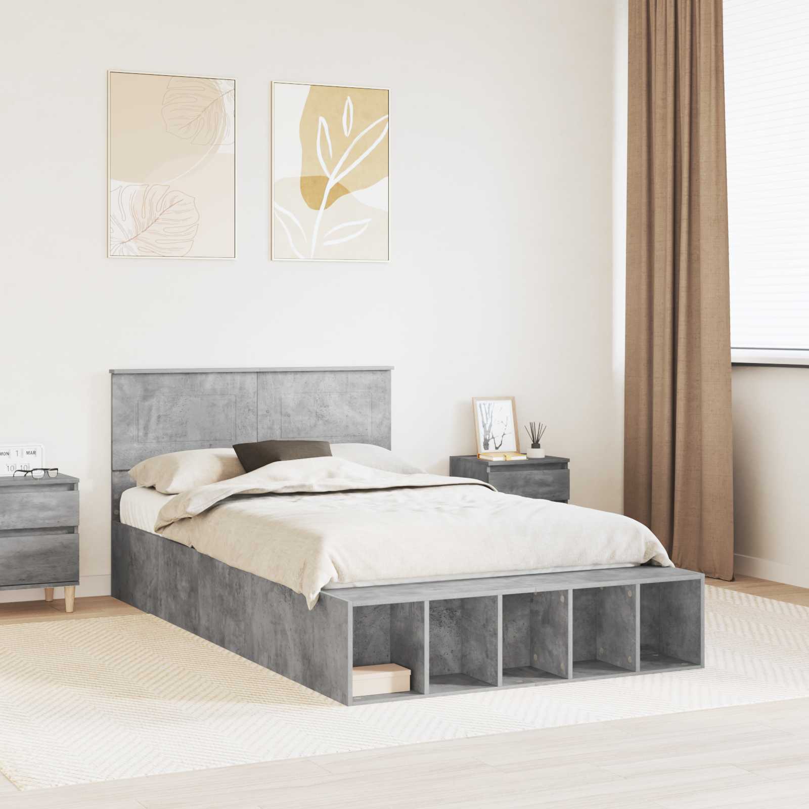 vidaXL Ramka łóżka Betonowy szary 120 x 190 cm Materiał drewnopochodny