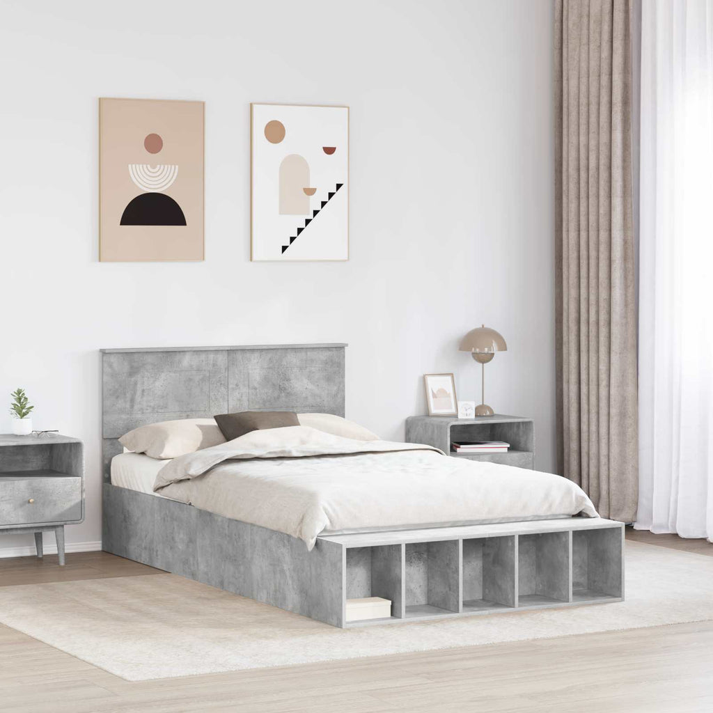 vidaXL Ramka łóżka Betonowy szary 120 x 190 cm Materiał drewnopochodny