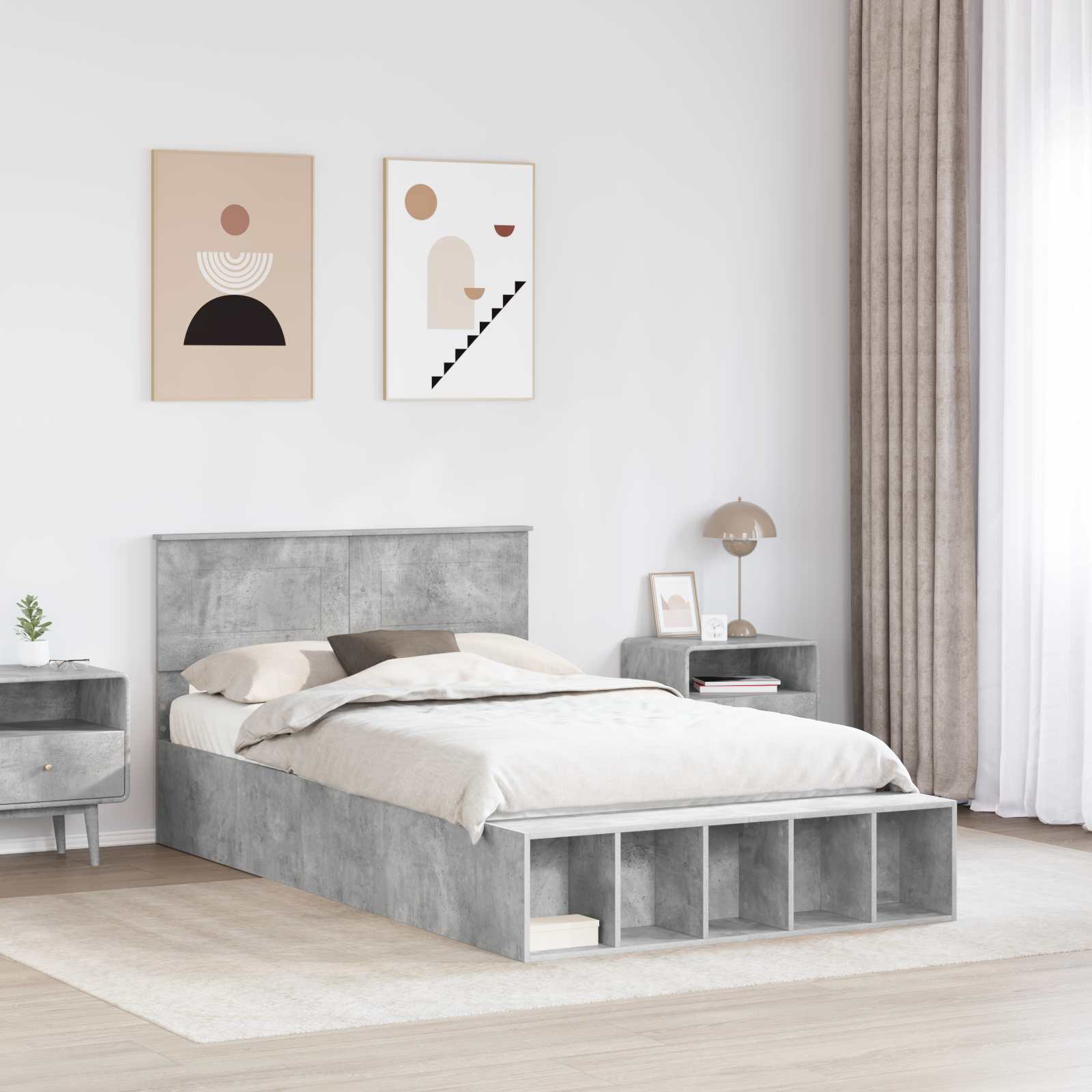 vidaXL Ramka łóżka Betonowy szary 120 x 190 cm Materiał drewnopochodny
