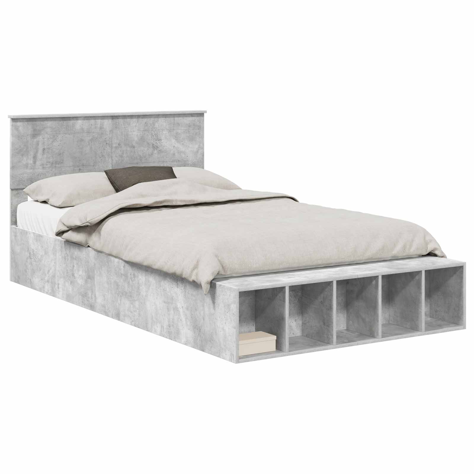vidaXL Ramka łóżka Betonowy szary 120 x 190 cm Materiał drewnopochodny