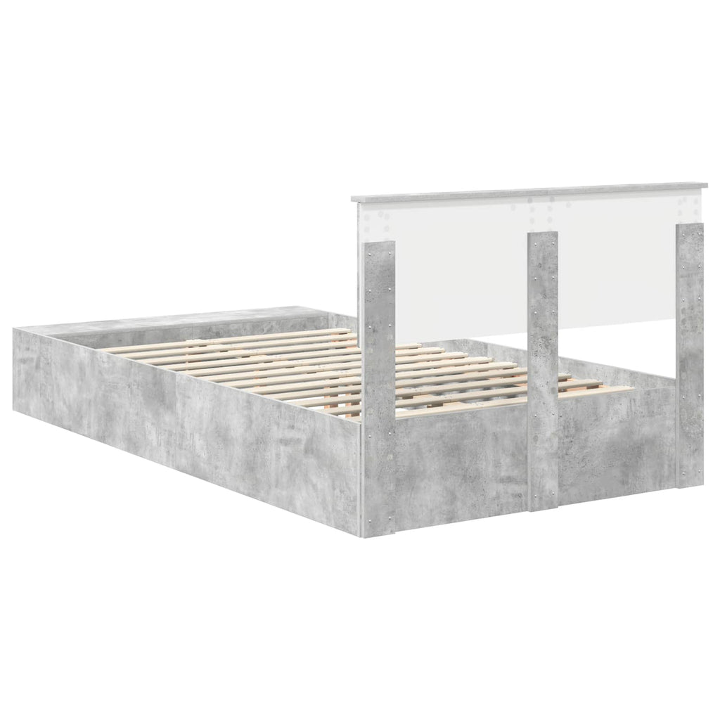 vidaXL Ramka łóżka Betonowy szary 120 x 190 cm Materiał drewnopochodny