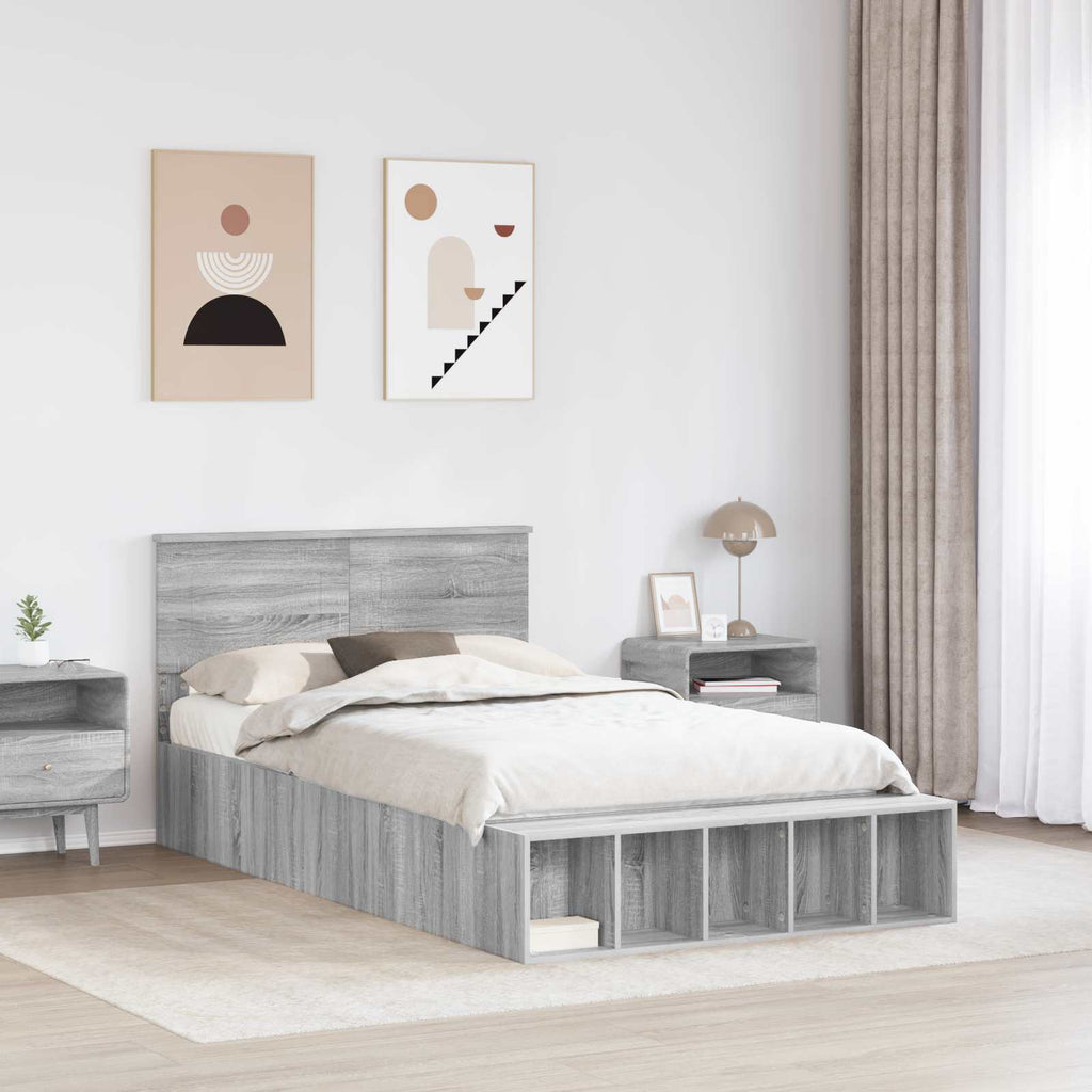 vidaXL Ramka łóżka Szary Sonoma 120 x 190 cm Materiał drewnopochodny