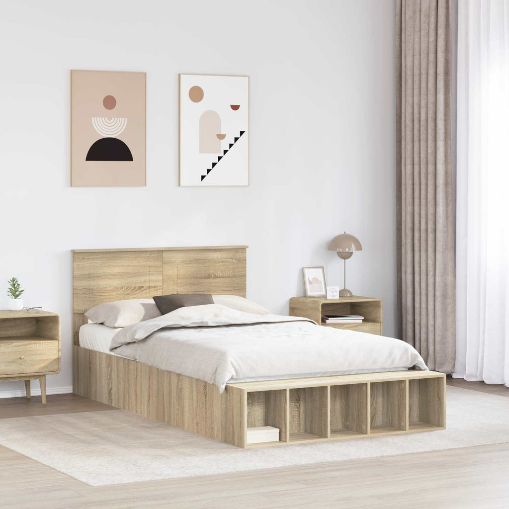 vidaXL Ramka łóżka Dąb Sonoma 120 x 200 cm Materiał drewnopochodny