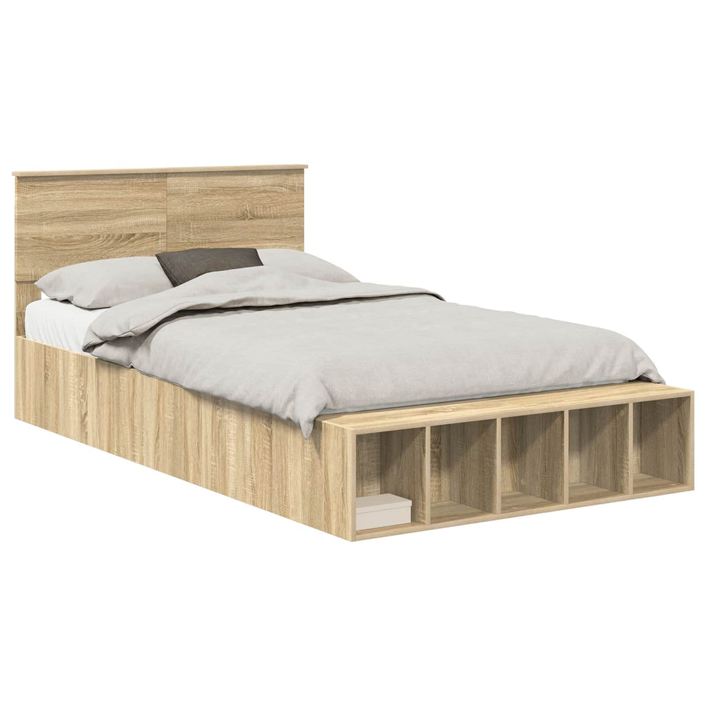 vidaXL Ramka łóżka Dąb Sonoma 120 x 200 cm Materiał drewnopochodny