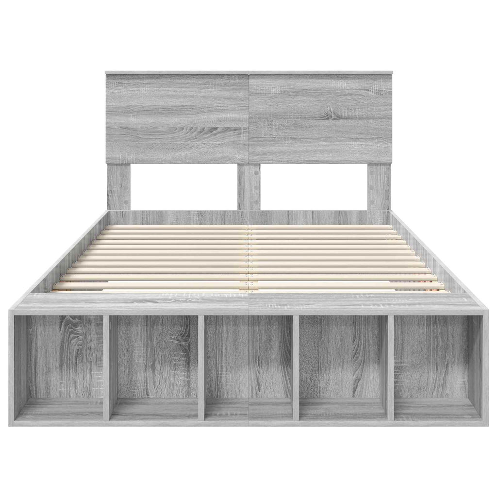 vidaXL Ramka łóżka Szary Sonoma 120 x 200 cm Materiał drewnopochodny