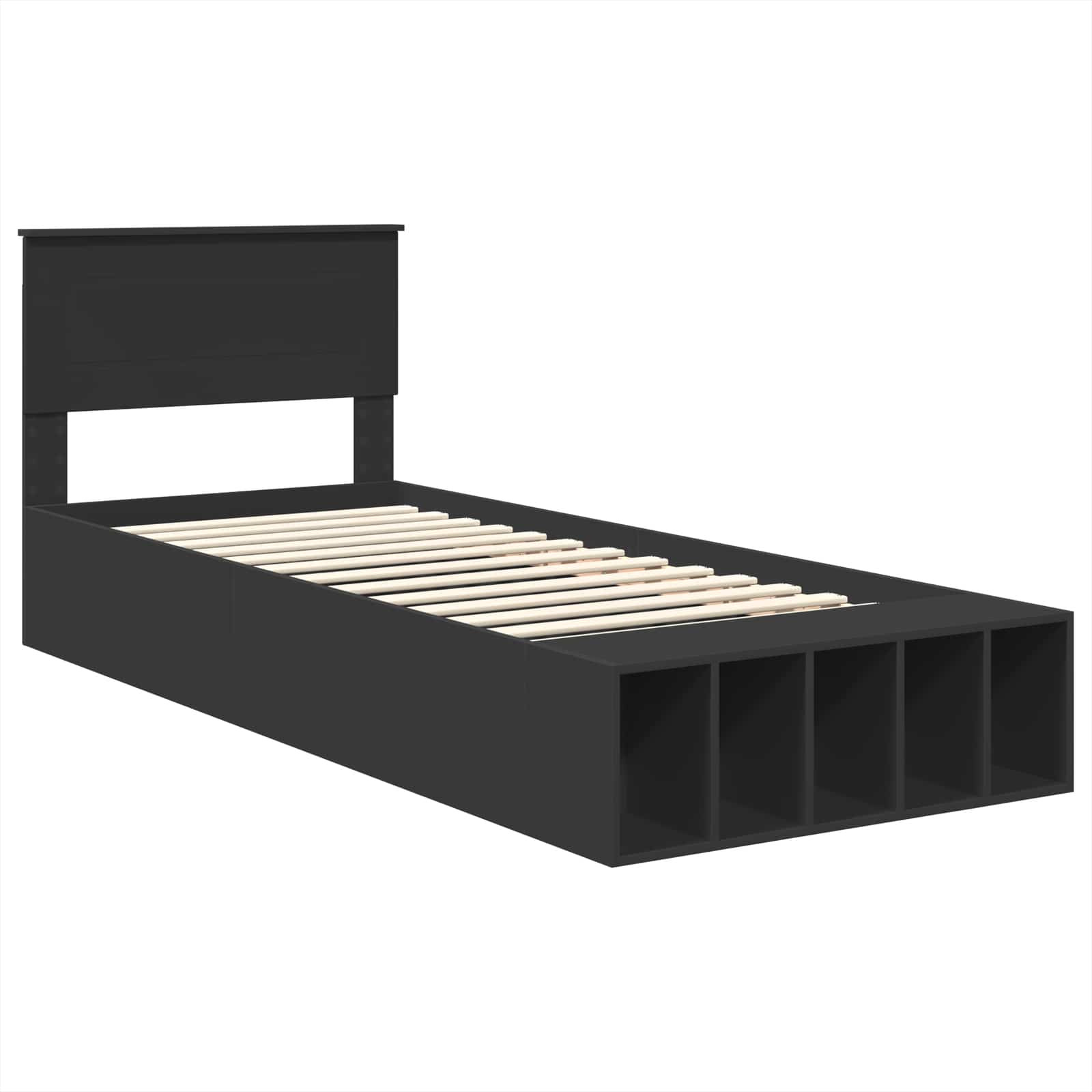 vidaXL Ramka łóżka z półką Czarny 100 x 200 cm Materiał drewnopochodny