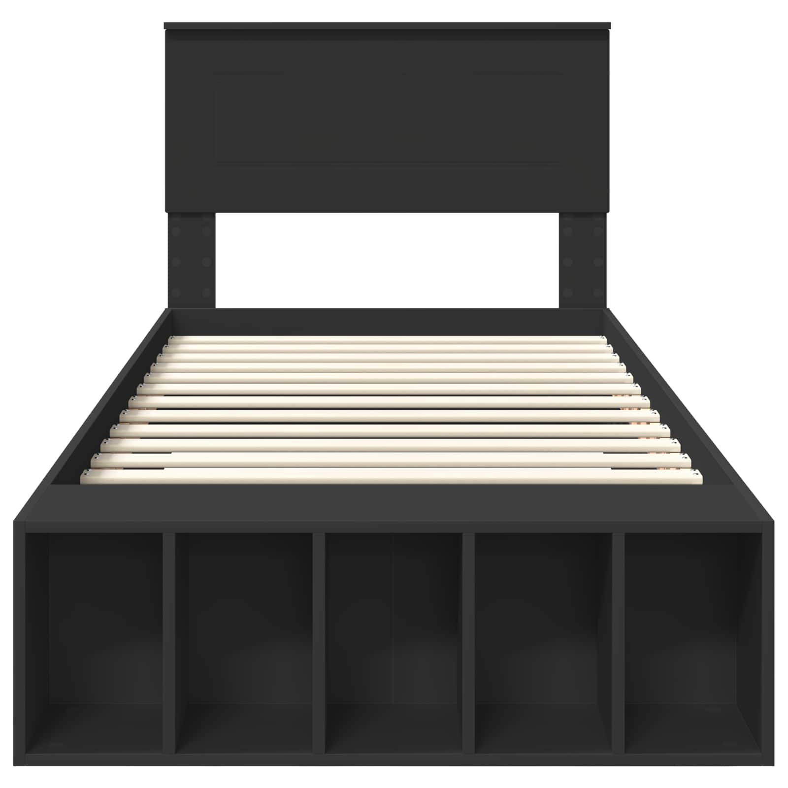 vidaXL Ramka łóżka z półką Czarny 100 x 200 cm Materiał drewnopochodny