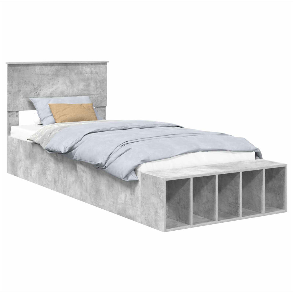 vidaXL Ramka łóżka Betonowy szary 90 x 200 cm Materiał drewnopochodny