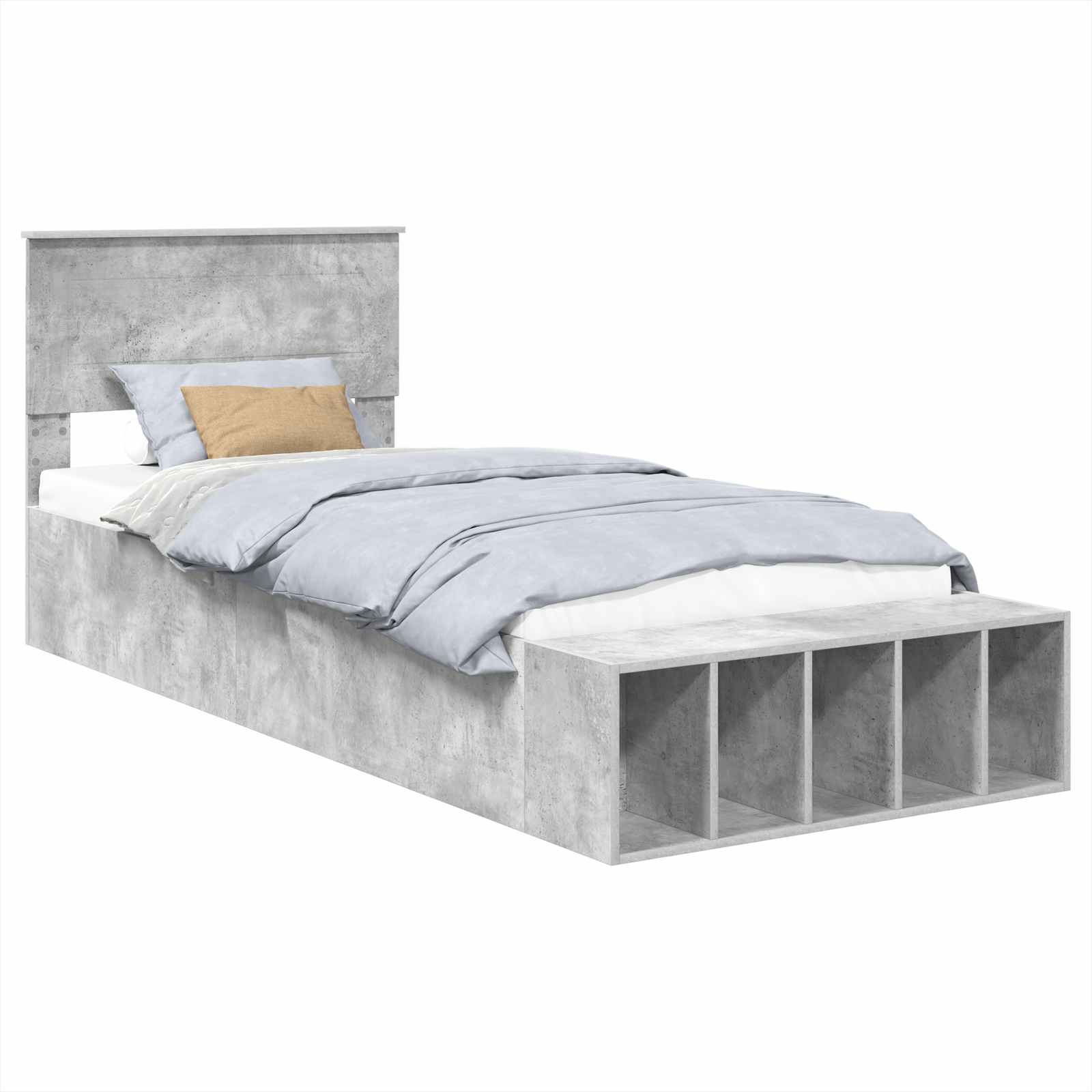 vidaXL Ramka łóżka Betonowy szary 90 x 200 cm Materiał drewnopochodny