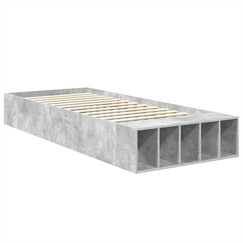 vidaXL Ramka łóżka Betonowy szary 90 x 200 cm Materiał drewnopochodny
