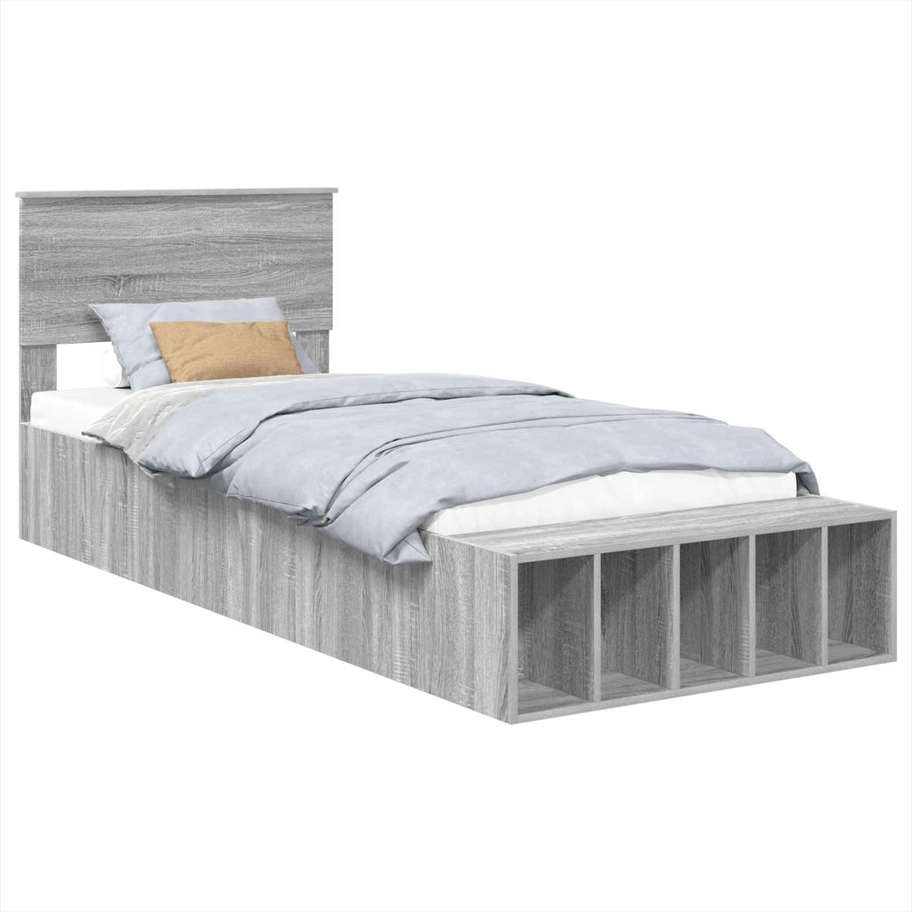 vidaXL Ramka łóżka Szary Sonoma 100 x 200 cm Materiał drewnopochodny