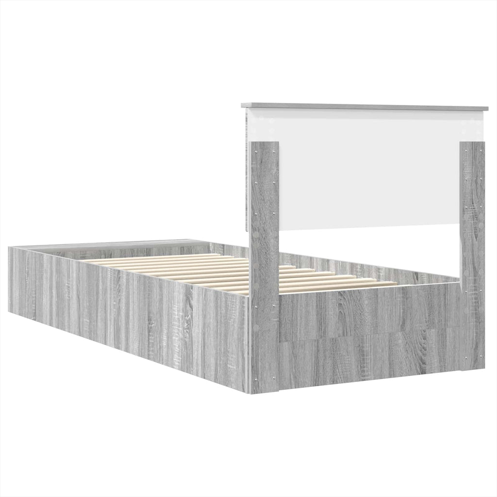 vidaXL Ramka łóżka Szary Sonoma 100 x 200 cm Materiał drewnopochodny