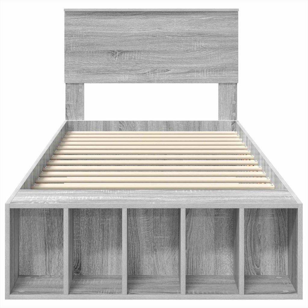 vidaXL Ramka łóżka Szary Sonoma 100 x 200 cm Materiał drewnopochodny