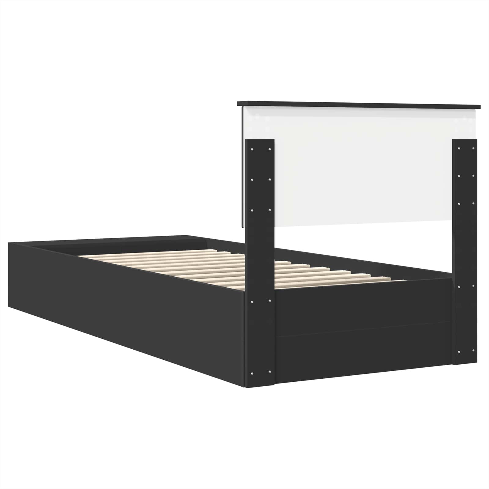 vidaXL Ramka łóżka z półką Czarny 90 x 190 cm Materiał drewnopochodny