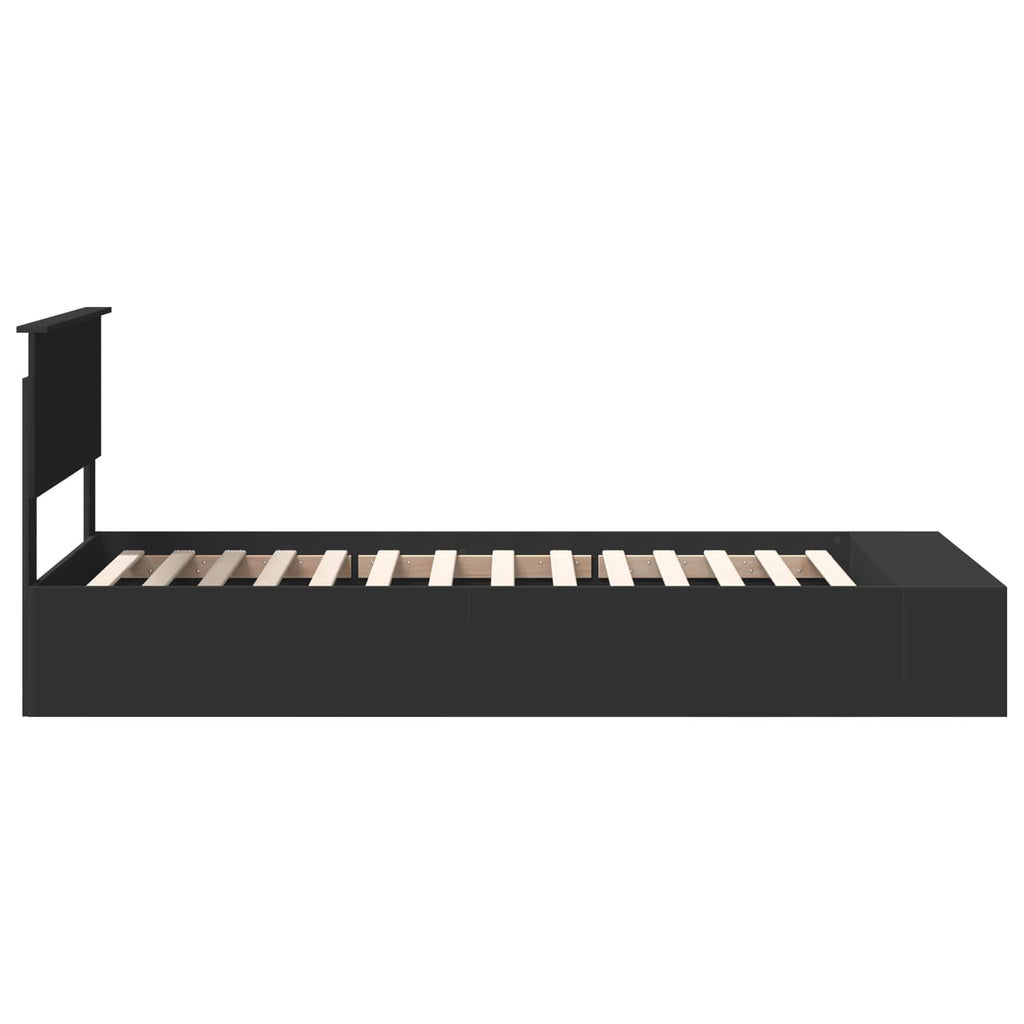 vidaXL Ramka łóżka z półką Czarny 90 x 190 cm Materiał drewnopochodny