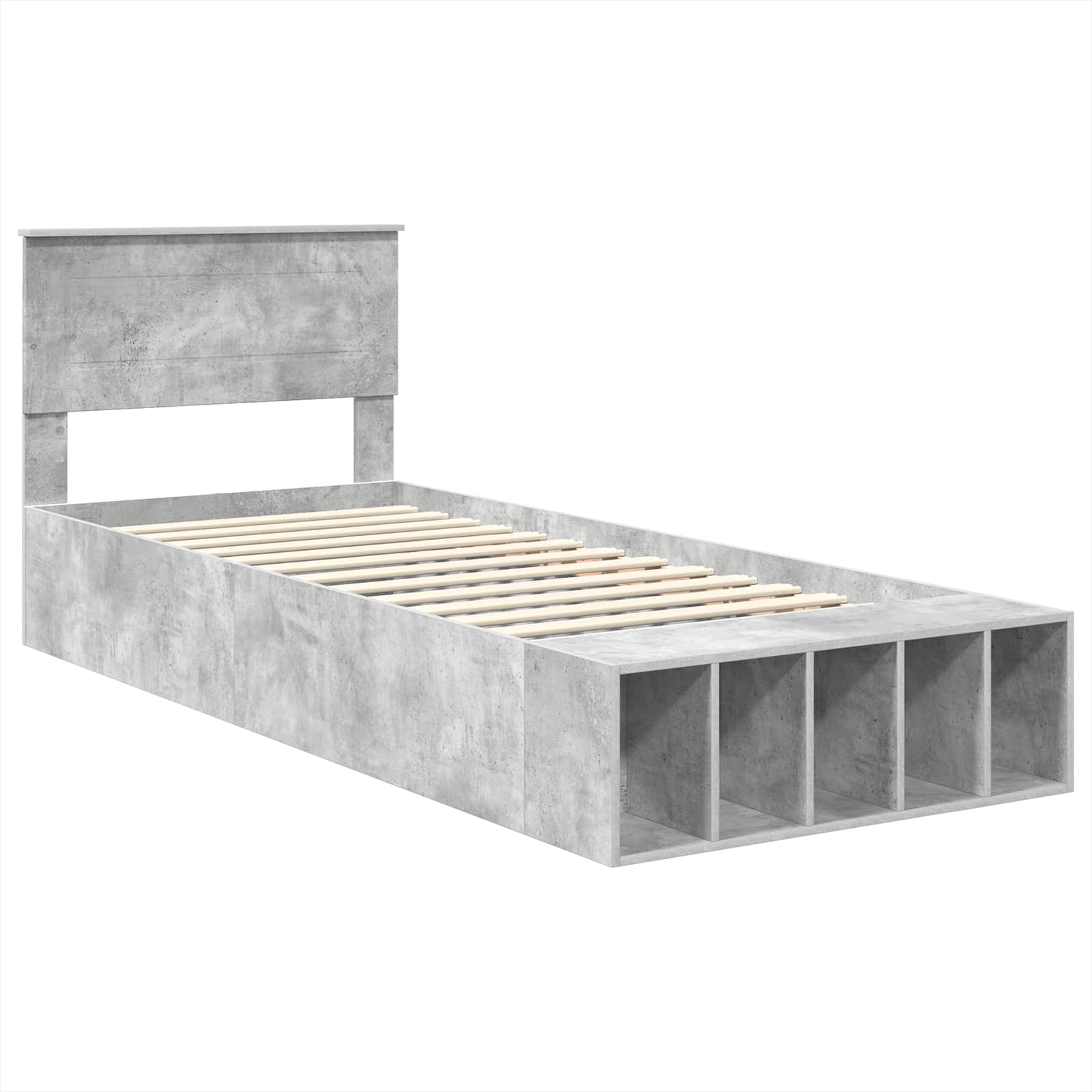vidaXL Ramka łóżka Betonowy szary 90 x 190 cm Materiał drewnopochodny